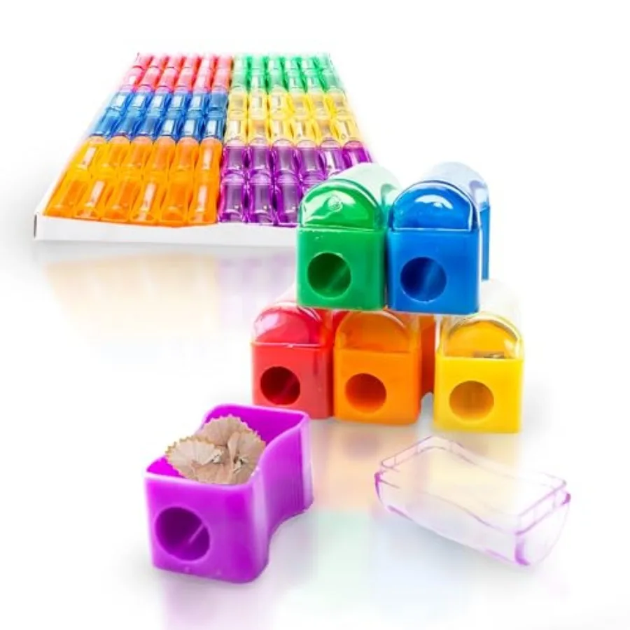 72 Pack Assorted Color Plastic Manual Pencil Sharpeners with Caps Bulk Classroom, Office, and Party Favor Supplies
72 Pack Assorted Color Plastic Manual Pencil Sharpeners with Caps Bulk Classroom, Office, and Party Favor Supplies