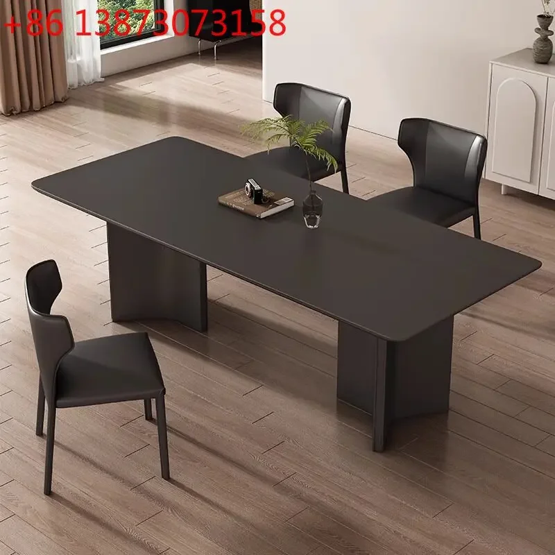 Black rock slab dining table Italian minimalist high-end custom home modern simple conference table
Black rock slab dining table Italian minimalist high-end custom home modern simple conference table