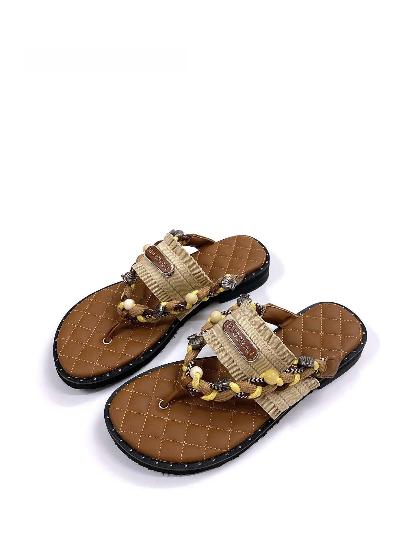 Bohemian Style Woven Toe Thong Slippers Women's Summer Sandals Holiday Beach Casual Ethnic Roman Style Flat Heel Rubber Sole
Bohemian Style Woven Toe Thong Slippers Women's Summer Sandals Holiday Beach Casual Ethnic Roman Style Flat Heel Rubber Sole