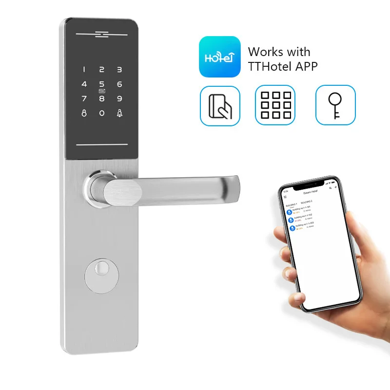 304SUS High Quality TTlock App Bluetooth Wireless Electronic Digital Smart Door Lock With Card Password Key Unlock
304SUS High Quality TTlock App Bluetooth Wireless Electronic Digital Smart Door Lock With Card Password Key Unlock