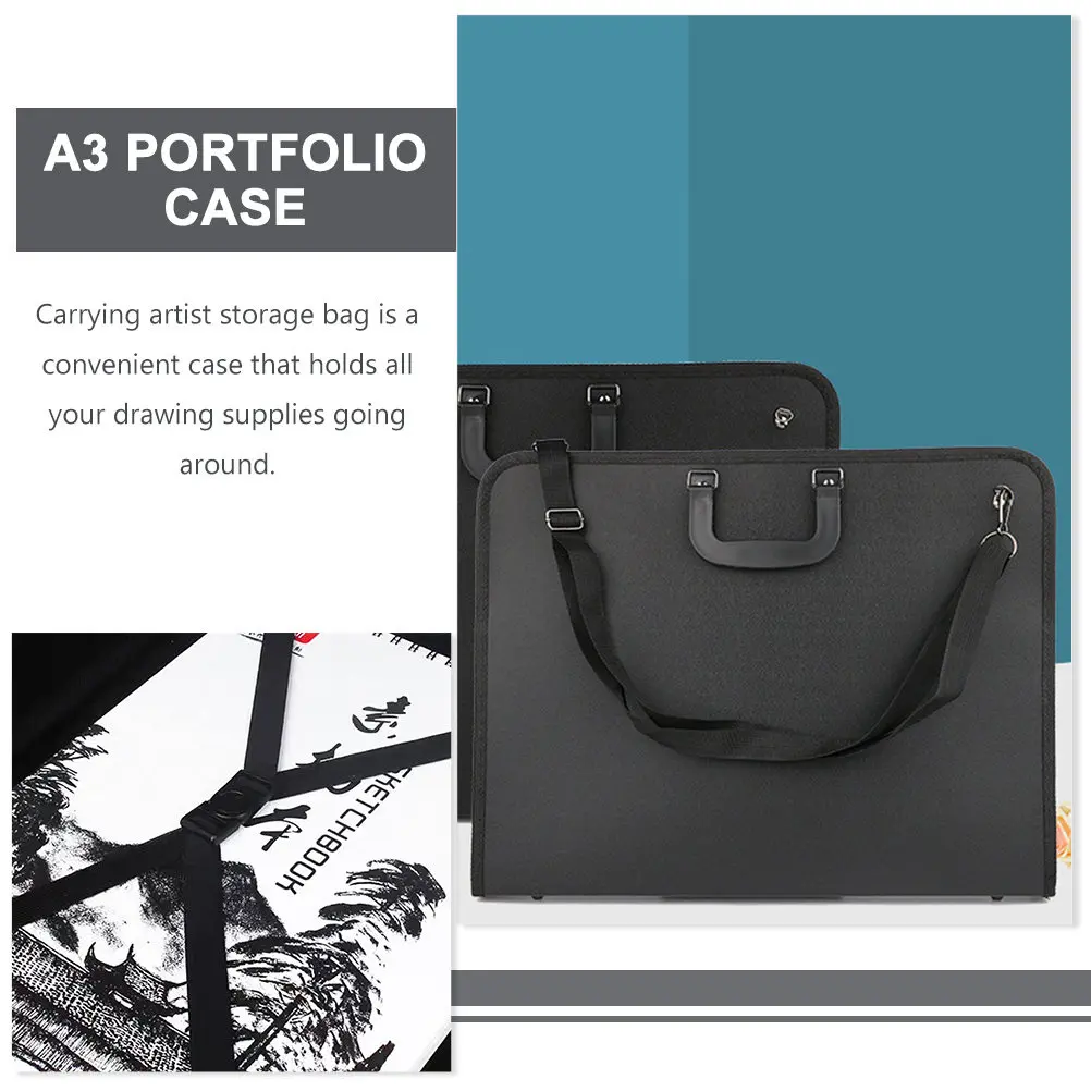 35x46cm Portable Art Storage Bag | Black Artist Portfolio Carrying Bag with Handle for Drawings, Blueprints & Art Supplies
35x46cm Portable Art Storage Bag | Black Artist Portfolio Carrying Bag with Handle for Drawings, Blueprints & Art Supplies