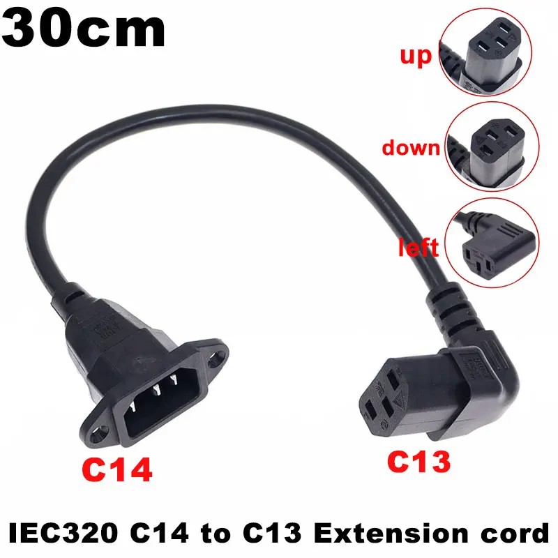 IEC320 C14 to C13 Extension cord,C14 with screw holes and C13 Angled 30cm H05VV-F 3G0.75MM
IEC320 C14 to C13 Extension cord,C14 with screw holes and C13 Angled 30cm H05VV-F 3G0.75MM