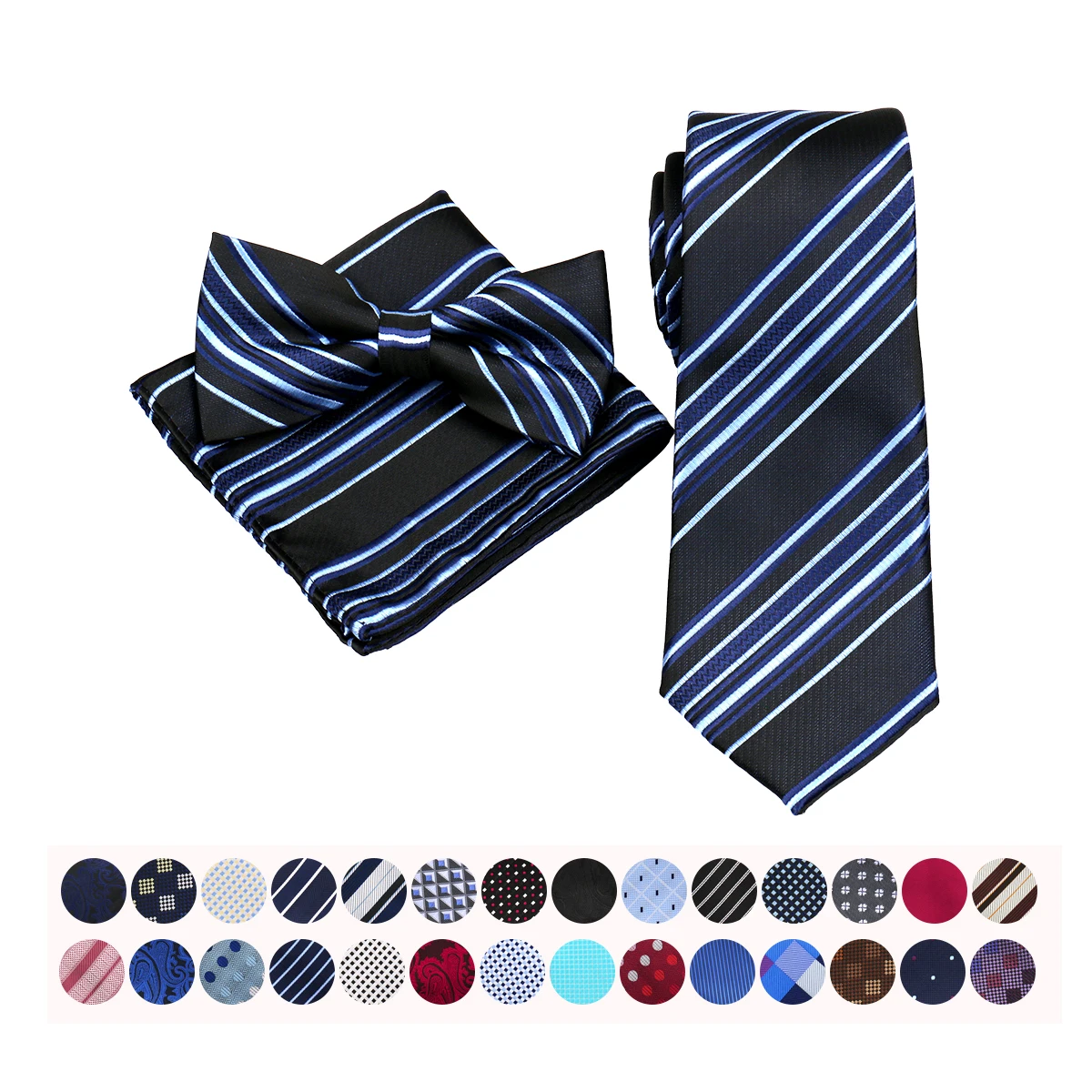 Elegant Men Business Tie Sets 3 Pcs Luxury Classic Stripe with Bow Tie Pocket Square Paisley Floral Polka Dot Patterns Wedding
Elegant Men Business Tie Sets 3 Pcs Luxury Classic Stripe with Bow Tie Pocket Square Paisley Floral Polka Dot Patterns Wedding