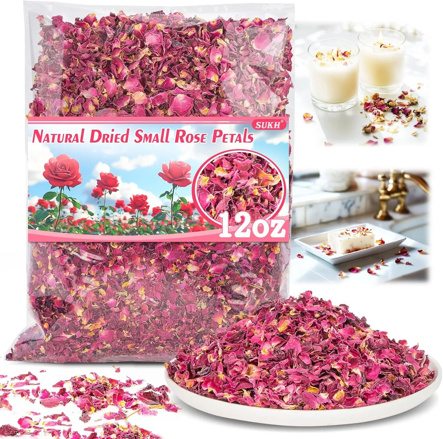 12oz Dried Rose Petals – Organic Red & Pink Real Flower Petals for DIY Soap Making, Candle Making, Bath, Wedding Decorations
12oz Dried Rose Petals – Organic Red & Pink Real Flower Petals for DIY Soap Making, Candle Making, Bath, Wedding Decorations