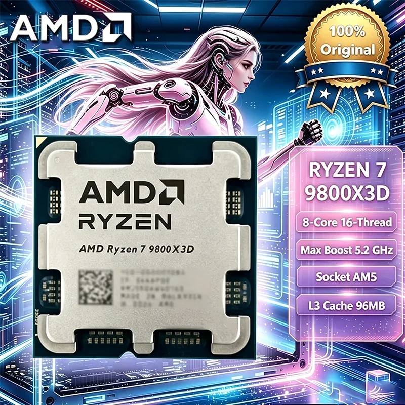 AMD Ryzen 7 9800X3D 8-Core 16-Thread NEW 4.7GHz L3=96M 120W Processor DDR5 Socket AM5 4NM R7 9800X3D but No Fan
AMD Ryzen 7 9800X3D 8-Core 16-Thread NEW 4.7GHz L3=96M 120W Processor DDR5 Socket AM5 4NM R7 9800X3D but No Fan