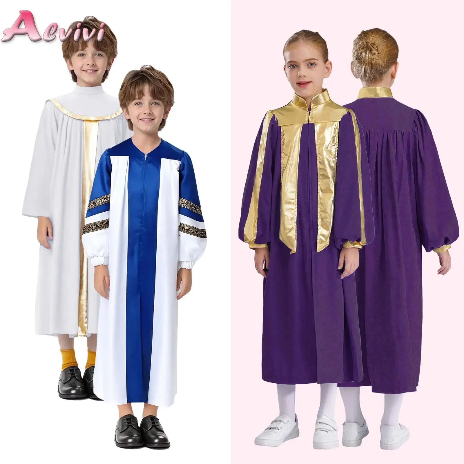 Unisex Kids Boys Girls Choir Robe Color Block Long Sleeve Clergy Gown Graduation Gown Halloween Cosplay Theme Party Costumes
Unisex Kids Boys Girls Choir Robe Color Block Long Sleeve Clergy Gown Graduation Gown Halloween Cosplay Theme Party Costumes