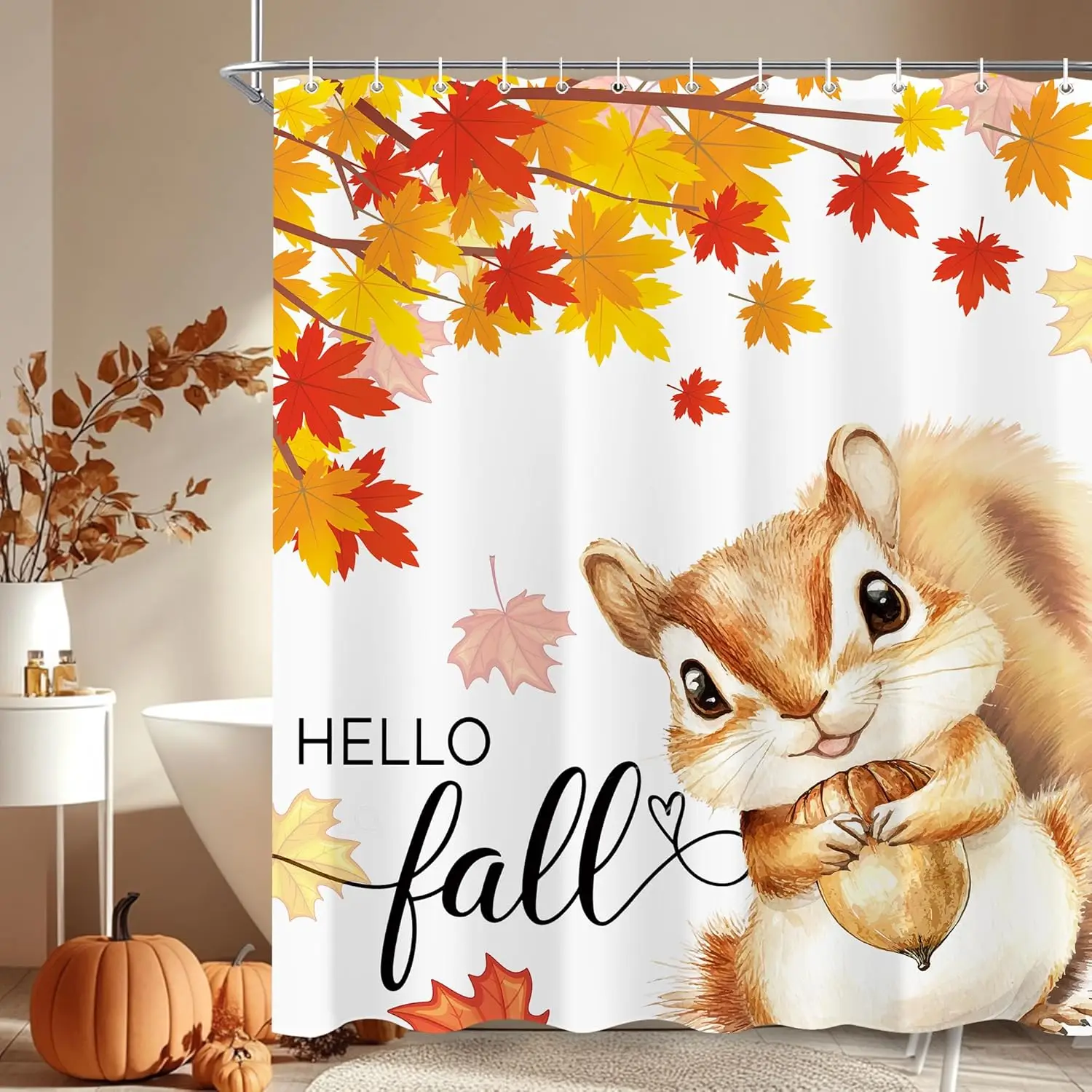 Привет, осень, белка, занавеска для душа для ванной комнаты, осенние кленовые листья, урожай, занавеска для ванны, декор 
Привет, осень, белка, занавеска для душа для ванной комнаты, осенние кленовые листья, урожай, занавеска для ванны, декор