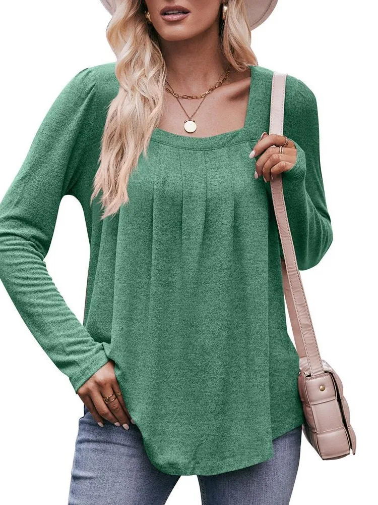 Women's Autumn Winter New Item Solid Color Fashionable Bubble Sleeve Square Neck Pleated Long Sleeved Casual Comfortable T-shirt
Women's Autumn Winter New Item Solid Color Fashionable Bubble Sleeve Square Neck Pleated Long Sleeved Casual Comfortable T-shirt