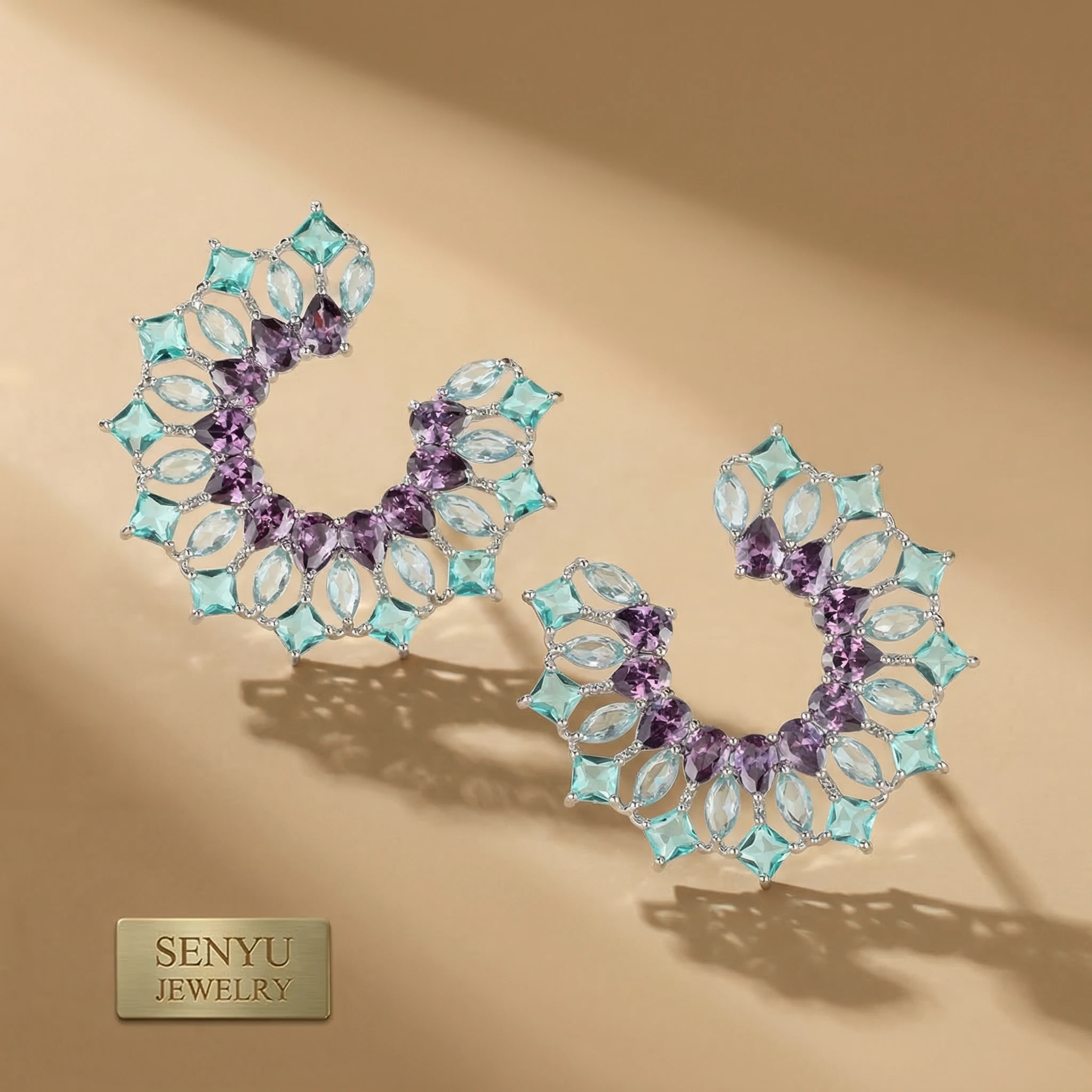 Luxury Marquise&Square Cut Cubic Zirconia C-Stud Earrings 41mm Large Floral Wreath Statement Studs Sparkling Jewelry for Bridal
Luxury Marquise&Square Cut Cubic Zirconia C-Stud Earrings 41mm Large Floral Wreath Statement Studs Sparkling Jewelry for Bridal