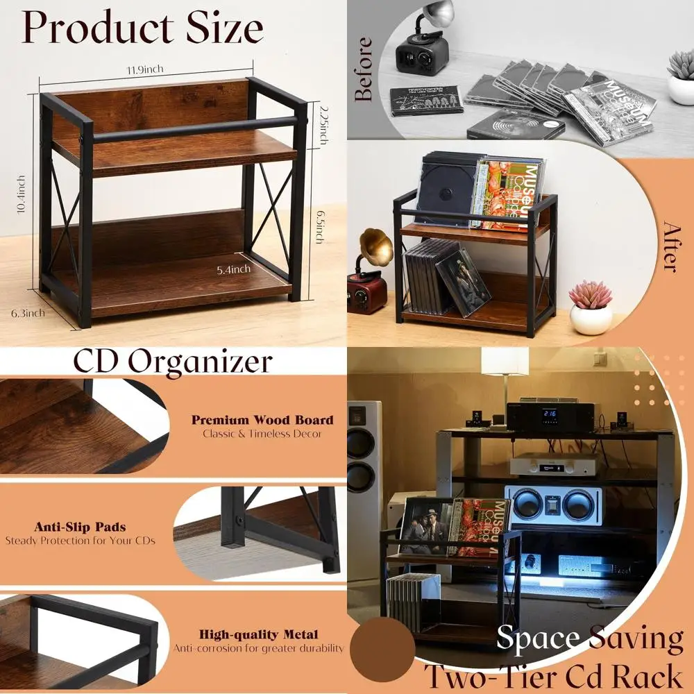 2-Tier Wooden CD/DVD Storage Rack with Display Shelf, Holds 42 Stand Cases, Ideal for Home, Office, Music Lovers
2-Tier Wooden CD/DVD Storage Rack with Display Shelf, Holds 42 Stand Cases, Ideal for Home, Office, Music Lovers