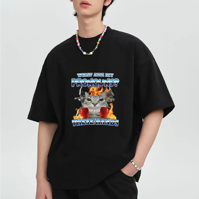 Summer Fashion My Pronouns Are These Hands Funny Cat Printed short sleeve T-shirts Men Women Casual High Quality Tops Unisex
Summer Fashion My Pronouns Are These Hands Funny Cat Printed short sleeve T-shirts Men Women Casual High Quality Tops Unisex