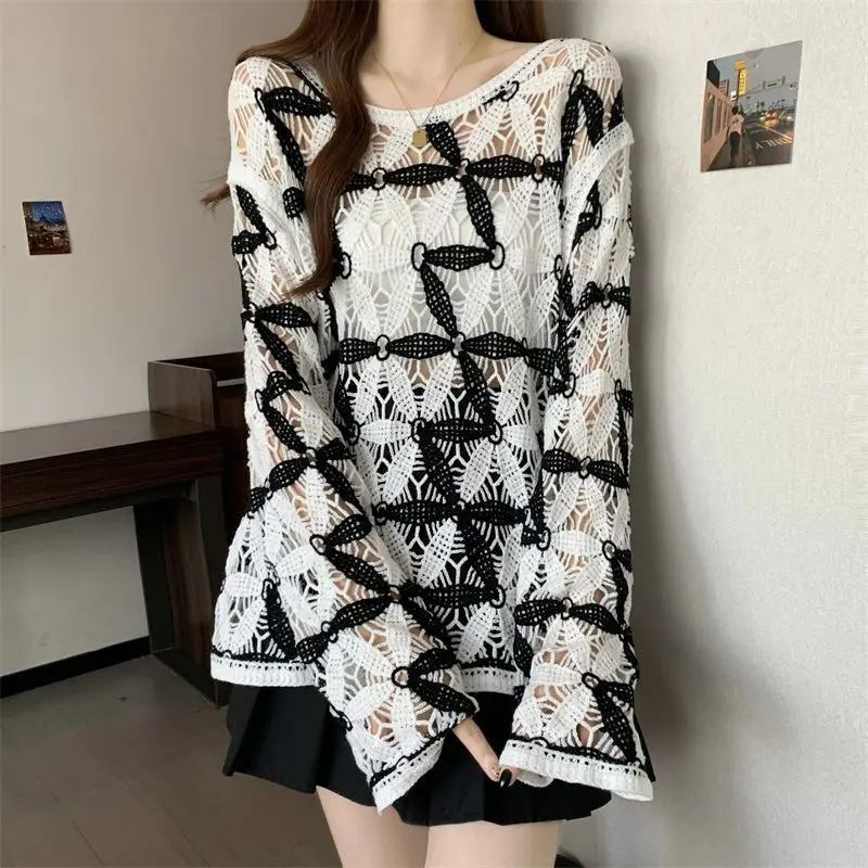 French Hollow Hook Flower Long-sleeved Sweater for Women Fashionable and Versatile Loose Slim Top
French Hollow Hook Flower Long-sleeved Sweater for Women Fashionable and Versatile Loose Slim Top