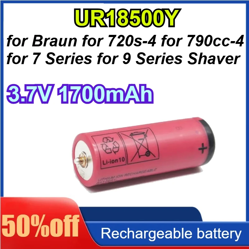 UR18500Y 3.7V 1700mAh for Braun for 720s-4 for 790cc-4 for 7 Series for 9 Series Shaver Battery
UR18500Y 3.7V 1700mAh for Braun for 720s-4 for 790cc-4 for 7 Series for 9 Series Shaver Battery