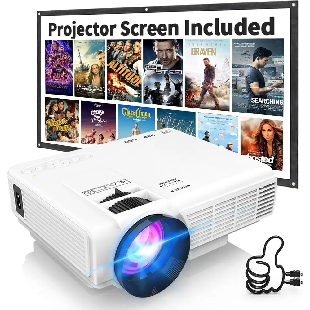 Portable 1080P Mini Projector, Bluetooth Compatible, HDMI/USB & Smart Stick Support, Perfect for Home Theater and Outdoor Movies
Portable 1080P Mini Projector, Bluetooth Compatible, HDMI/USB & Smart Stick Support, Perfect for Home Theater and Outdoor Movies