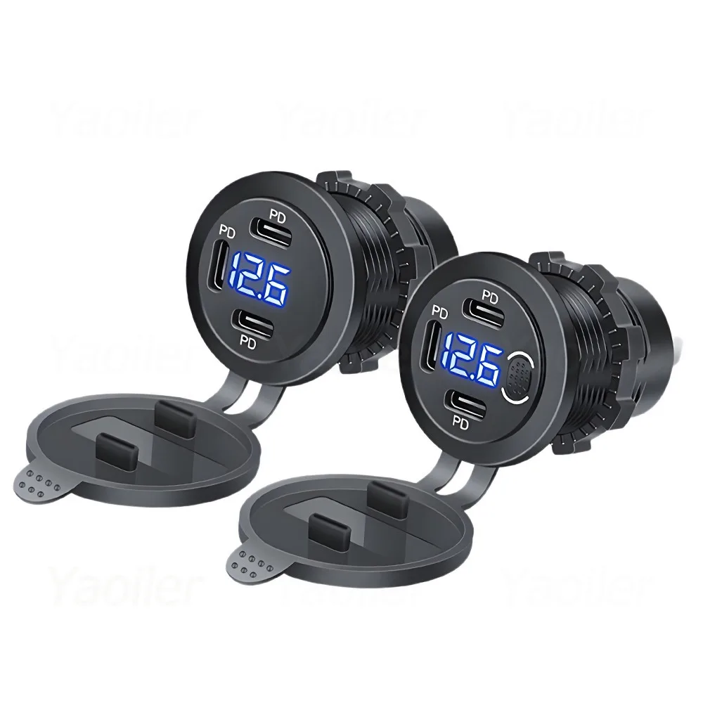 Car Charger Socket Triple PD USB-C Ports Waterproof with Voltage display & Switch 45W Fast Charging 12V/24V For Car Moto Adapter
Car Charger Socket Triple PD USB-C Ports Waterproof with Voltage display & Switch 45W Fast Charging 12V/24V For Car Moto Adapter