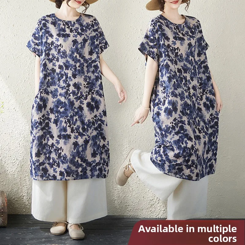 Summer New Style Thin Cotton Twisted Artistic Women's Knee-Length Midi Dress Short Sleeve Loose Fit City Walk Fashion
Summer New Style Thin Cotton Twisted Artistic Women's Knee-Length Midi Dress Short Sleeve Loose Fit City Walk Fashion