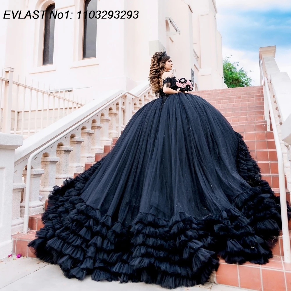 EVLAST Customized Sparkly Black Quinceanera Dress Ball Gown Ruffles Applique Beading Corset Sweet 16 Vestido De 15 Anos E1Q404
EVLAST Customized Sparkly Black Quinceanera Dress Ball Gown Ruffles Applique Beading Corset Sweet 16 Vestido De 15 Anos E1Q404