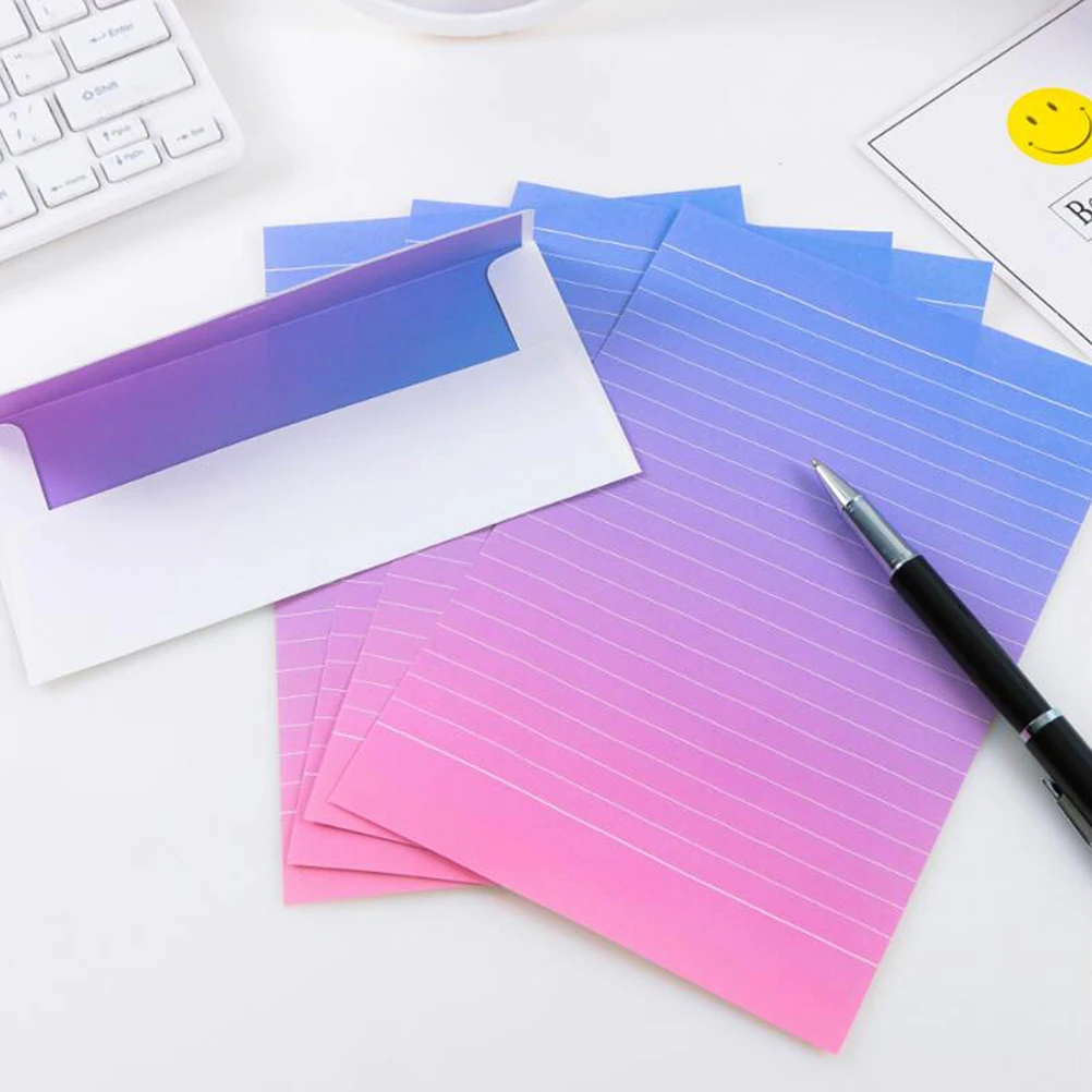 8 Sets Creative Fresh Color Gradient Envelopes Letter Paper Lovely Writing Stationery Envelope Set (4 Letter Paper 2 Envelopes/S
8 Sets Creative Fresh Color Gradient Envelopes Letter Paper Lovely Writing Stationery Envelope Set (4 Letter Paper 2 Envelopes/S