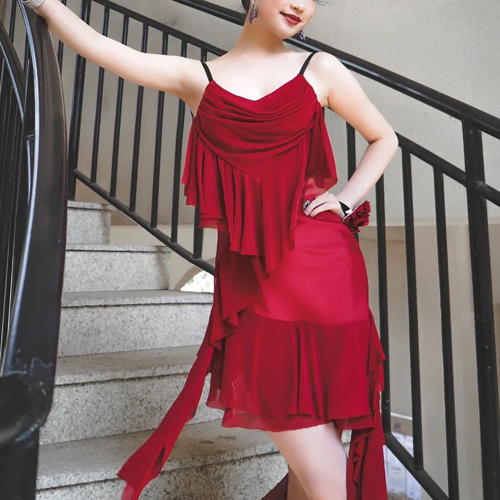 Dress Red Samba Practice Suit Women's Ruffled Performance Ballroom Dance Sling Irregular Sleeveless Backless
Dress Red Samba Practice Suit Women's Ruffled Performance Ballroom Dance Sling Irregular Sleeveless Backless