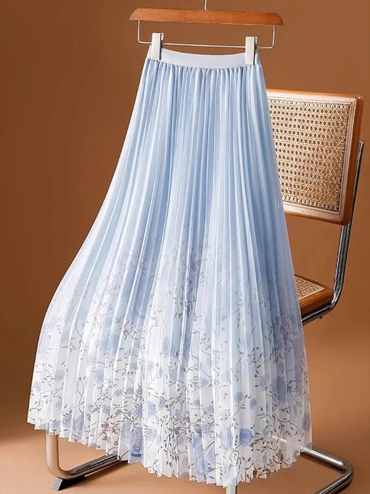 Women 2025 Spring Summer Fairy Style Printed Mesh Loose Skirt Elegant Multi-color Mid Length Fashion Pleated Skirts
Women 2025 Spring Summer Fairy Style Printed Mesh Loose Skirt Elegant Multi-color Mid Length Fashion Pleated Skirts