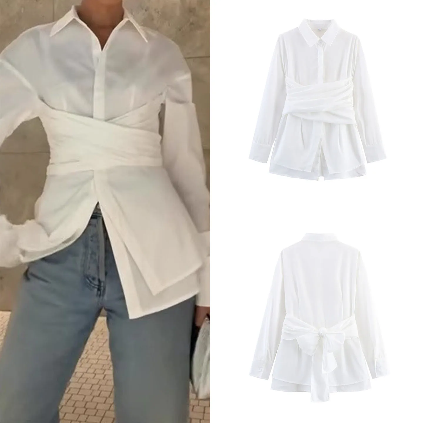 Simple Pure Color irt with Belt Autumn 2025 New Women's Faion Folded Design Apparels Z Brand Long Sve Other Material
Simple Pure Color irt with Belt Autumn 2025 New Women's Faion Folded Design Apparels Z Brand Long Sve Other Material