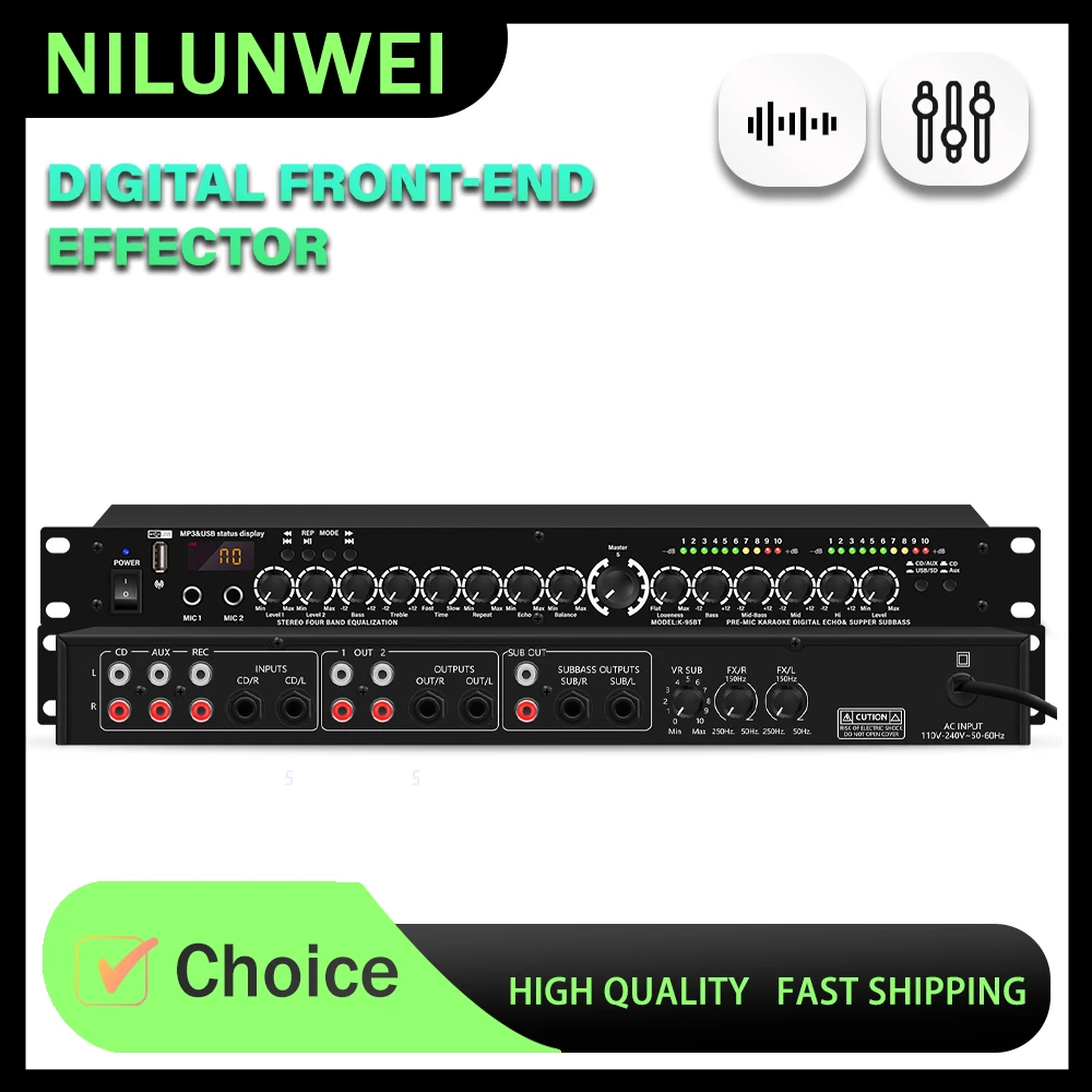 Professional Digital Karaoke Mixer Preamp, Multi-Function Audio Effect Processor with Equalizer & Anti-Feedback
Professional Digital Karaoke Mixer Preamp, Multi-Function Audio Effect Processor with Equalizer & Anti-Feedback