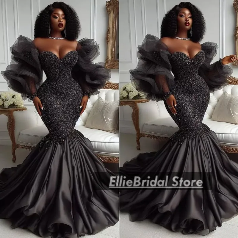 Civil Black Wedding Dresses Ruffles Long Sleeves Pearls Bridal Gowns Plus Size African Aso Ebi Vestidos De Novia Customized
Civil Black Wedding Dresses Ruffles Long Sleeves Pearls Bridal Gowns Plus Size African Aso Ebi Vestidos De Novia Customized