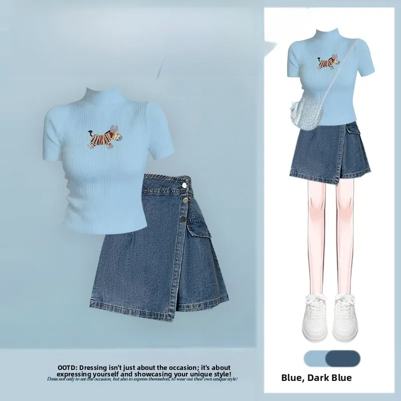 Korean Style Casual High Waist Denim Skirt Pants Set 2026 New Summer Fashion Knitted Top Lazy Style Women's Outfit
Korean Style Casual High Waist Denim Skirt Pants Set 2026 New Summer Fashion Knitted Top Lazy Style Women's Outfit