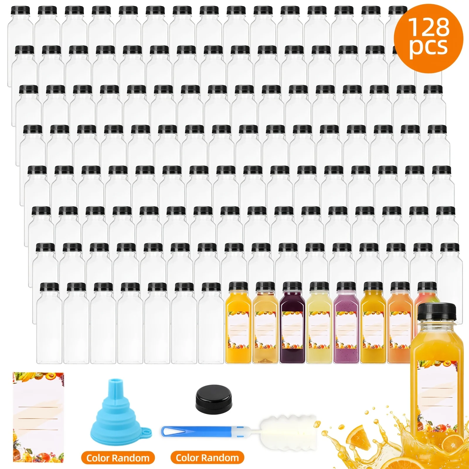 128pcs/140pcs/142pcs Empty Plastic Bottles, Party Cups, With Tamper-proof Black Caps, 1 Rubber Funnel, 1 Sponge Brush, 12oz/16oz
128pcs/140pcs/142pcs Empty Plastic Bottles, Party Cups, With Tamper-proof Black Caps, 1 Rubber Funnel, 1 Sponge Brush, 12oz/16oz