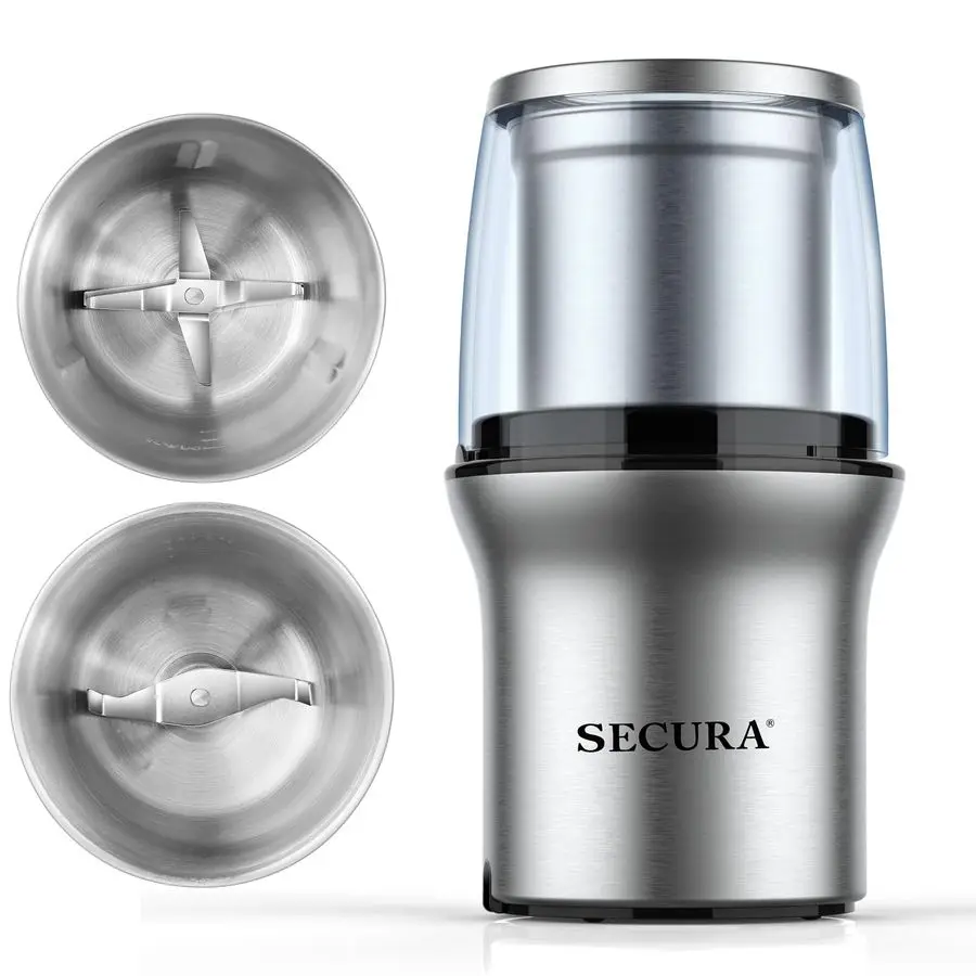 Electric Coffee Grinder and Spice Grinder with 2 Stainless Steel Blades Removable Bowls
Electric Coffee Grinder and Spice Grinder with 2 Stainless Steel Blades Removable Bowls