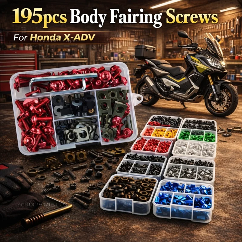 195pcs Motorcycle Fairing Bolts Body Screws Nuts For Honda XADV750 XADV150 X-ADV X Adv 750 150 2014-2020 Kit Aluminum CNC Clips
195pcs Motorcycle Fairing Bolts Body Screws Nuts For Honda XADV750 XADV150 X-ADV X Adv 750 150 2014-2020 Kit Aluminum CNC Clips