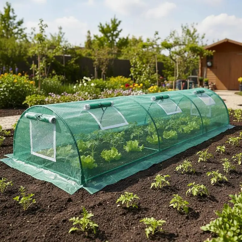 Mini Greenhouse with 5 Mesh Windows, Portable Plant Hot House with PE Cover and Steel Frame, 10' x 3' x 2' , Green
Mini Greenhouse with 5 Mesh Windows, Portable Plant Hot House with PE Cover and Steel Frame, 10' x 3' x 2' , Green