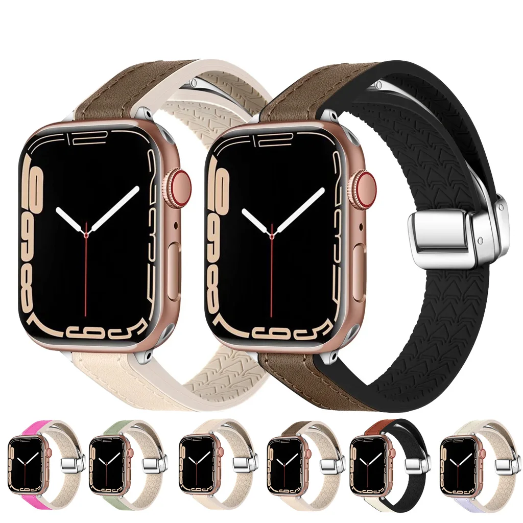 Magnetic Buckle Strap for Apple Watch 9 8 7 45mm 41mm Ultra 49mm Silicone Leather Band for iWatch Series 6 5 4 3 44mm 42mm 40mm
Magnetic Buckle Strap for Apple Watch 9 8 7 45mm 41mm Ultra 49mm Silicone Leather Band for iWatch Series 6 5 4 3 44mm 42mm 40mm