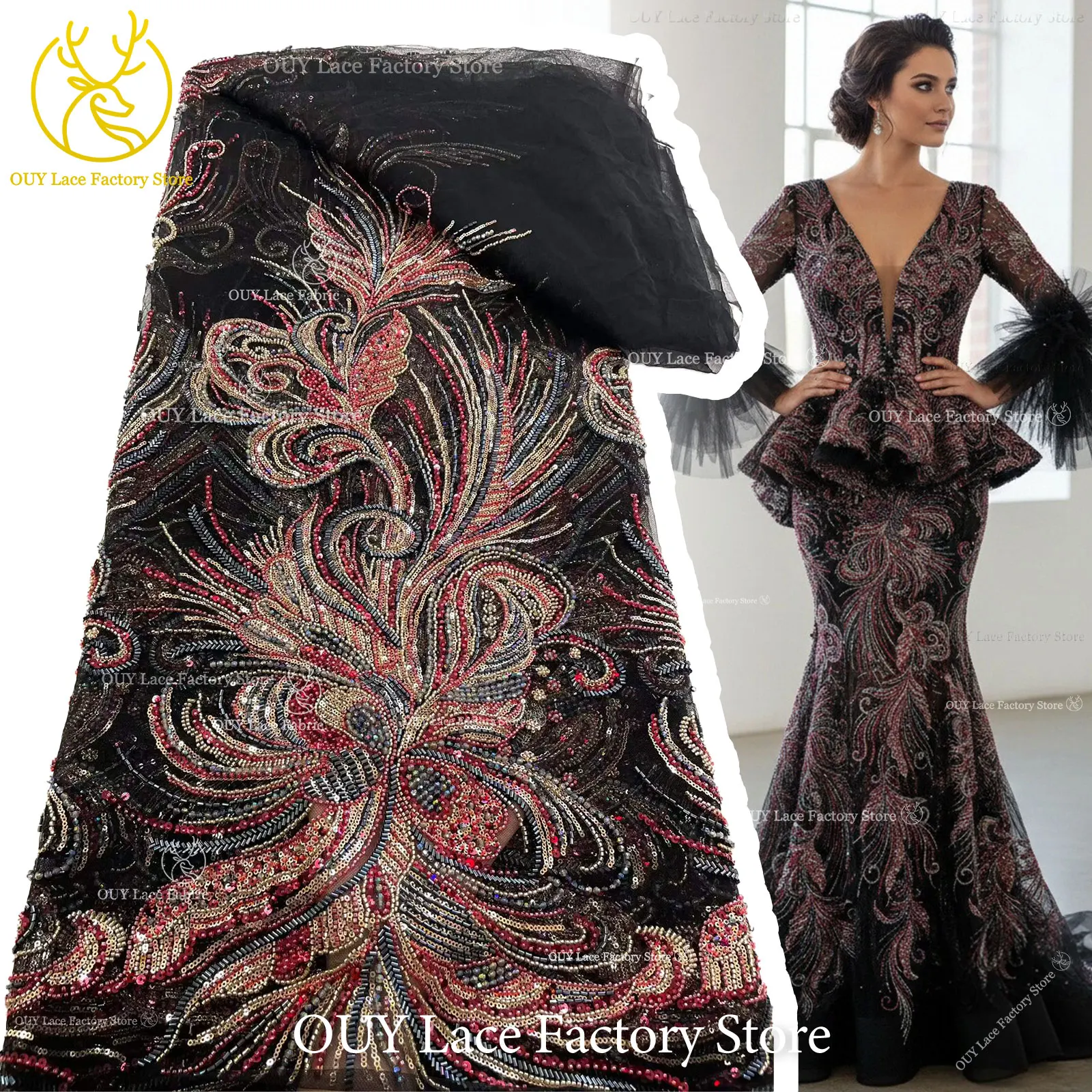 French Beaded Lace Fabric 2026 Luxury African Sequins Tulle Lace Fabric Nigerian Groom Embroidery Lace Party Prom Dress Sewing
French Beaded Lace Fabric 2026 Luxury African Sequins Tulle Lace Fabric Nigerian Groom Embroidery Lace Party Prom Dress Sewing