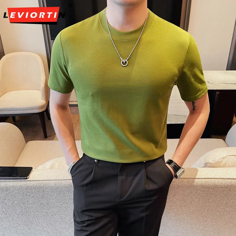 Summer New Product Men's Short sleeved High Quality Solid Color Round Neck T-shirt Underlay Trendy Slim Fit Elastic T-shirt
Summer New Product Men's Short sleeved High Quality Solid Color Round Neck T-shirt Underlay Trendy Slim Fit Elastic T-shirt
