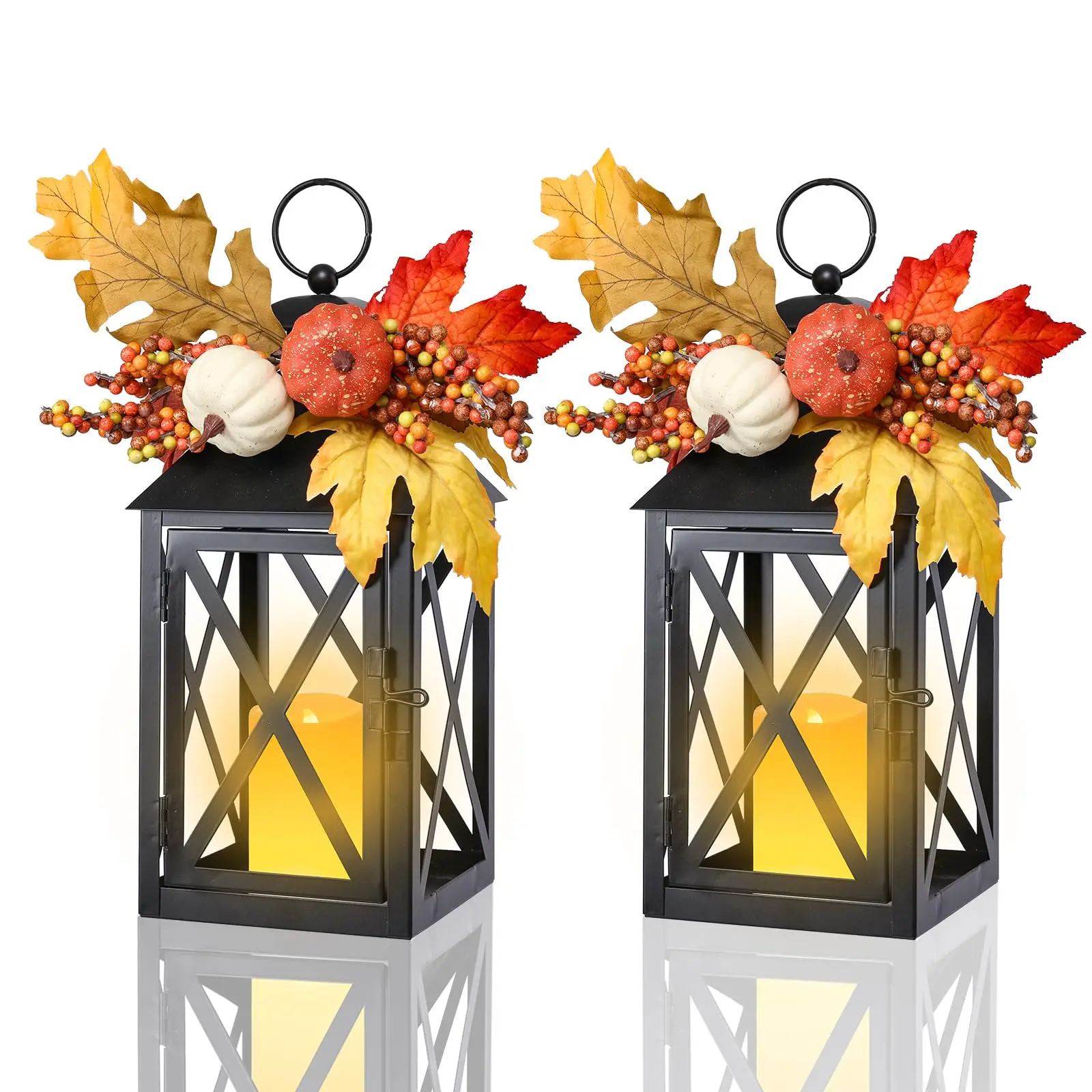 2 Pack Fall Lantern Decor with LED Candle–12 Inch Harvest Pumpkin Maple Leaf Hanging Lantern for Thanksgiving,Battery Operated
2 Pack Fall Lantern Decor with LED Candle–12 Inch Harvest Pumpkin Maple Leaf Hanging Lantern for Thanksgiving,Battery Operated