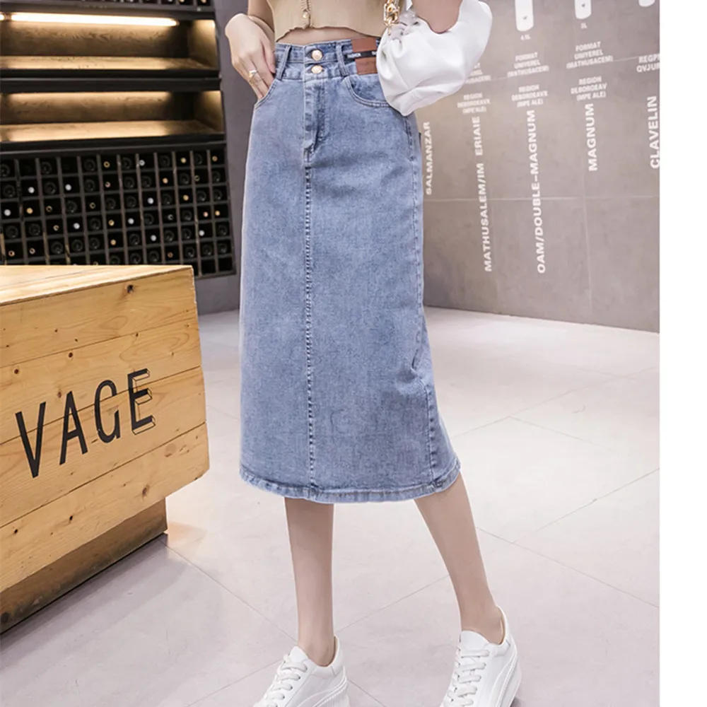 Women Long Denim Skirts Vintage Back Slit High Waist Jean Skirt 2024 Bodycon Maxi Blue Straight Denim Skirts For Women
Women Long Denim Skirts Vintage Back Slit High Waist Jean Skirt 2024 Bodycon Maxi Blue Straight Denim Skirts For Women 