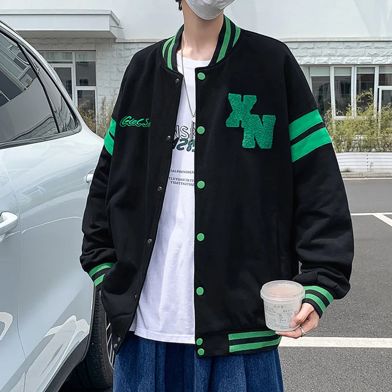 Nice Spring Autumn New American Style Streetwear Letter Embroidery Baseball Jacket Men Women Retro Loose Chic Coat for Boys
Nice Spring Autumn New American Style Streetwear Letter Embroidery Baseball Jacket Men Women Retro Loose Chic Coat for Boys