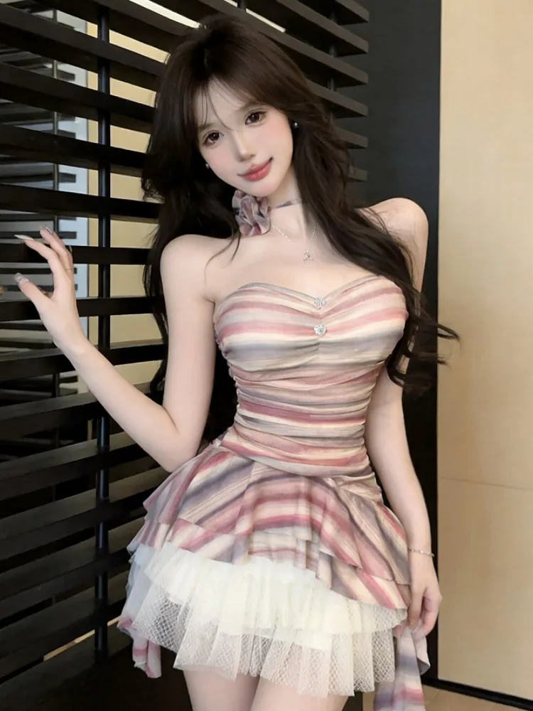 Summer Sexy Waist-Cinching Short Striped Tube Top for Women Irregular Sash Contrast Color Stripe Vest Trendy Citywalk Polyest...
Summer Sexy Waist-Cinching Short Striped Tube Top for Women Irregular Sash Contrast Color Stripe Vest Trendy Citywalk Polyest...