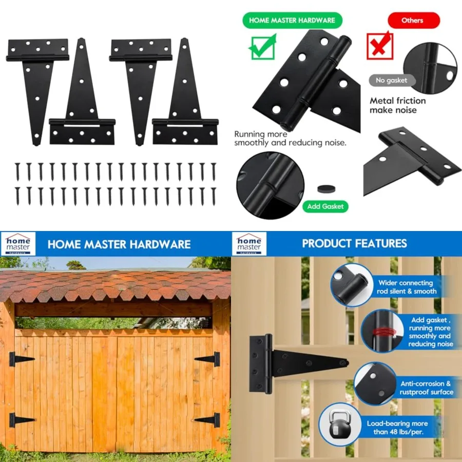 6 Inch T-Strap Heavy Duty Shed Door Hinges, Heavy Duty Gate Hinges Tee Hinge for Wooden Fences, Yard Door, Barn Door Gates, Rus
6 Inch T-Strap Heavy Duty Shed Door Hinges, Heavy Duty Gate Hinges Tee Hinge for Wooden Fences, Yard Door, Barn Door Gates, Rus