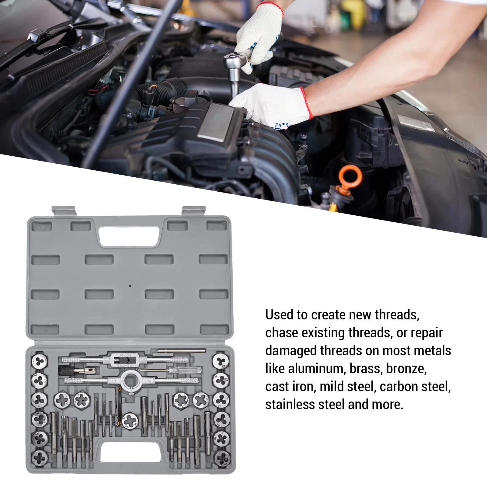 Набор профессиональных резьбонарезных инструментов из 40 предметов: метчики и гаечные фрезы SAE, M3, из легированной стали, для резьбы UNF-FINE и NPT
Набор профессиональных резьбонарезных инструментов из 40 предметов: метчики и гаечные фрезы SAE, M3, из легированной стали, для резьбы UNF-FINE и NPT