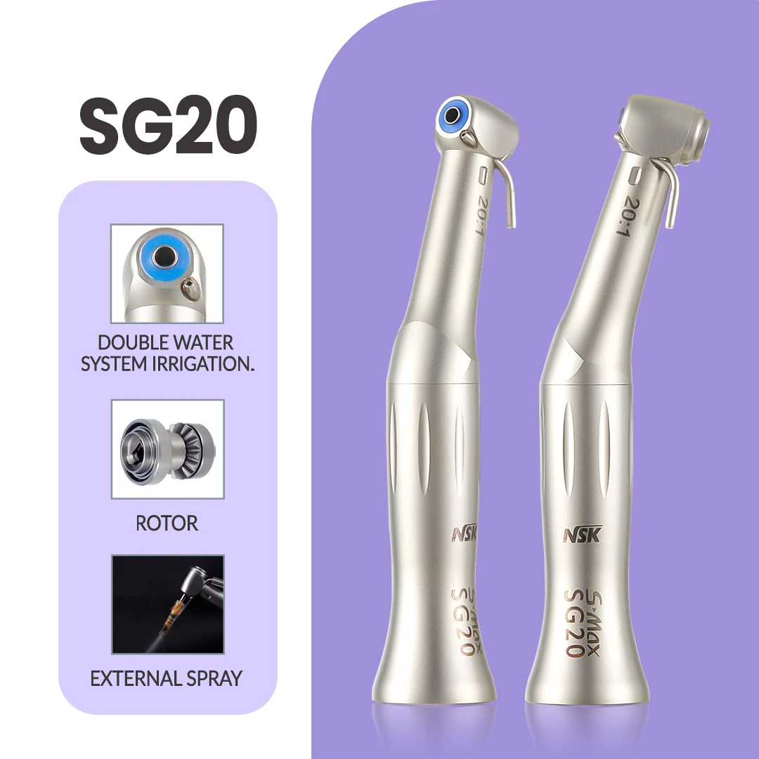 NSK S.Max SG20 contraangulo Dental Low Speed Handpiece 20:1 Reduction Implant Surgery Contra Angle Handpiece Air Turbine
NSK S.Max SG20 contraangulo Dental Low Speed Handpiece 20:1 Reduction Implant Surgery Contra Angle Handpiece Air Turbine