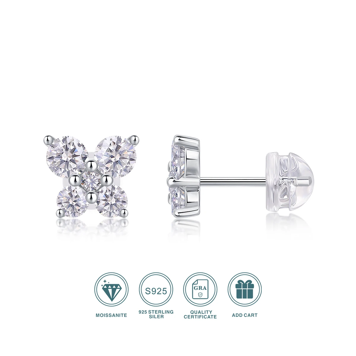 Charming Luxury S925 Silver Moissanite Women's Earrings 18k Platinum Plated Wedding Engagement Party Gift Drill Pen Tested
Charming Luxury S925 Silver Moissanite Women's Earrings 18k Platinum Plated Wedding Engagement Party Gift Drill Pen Tested