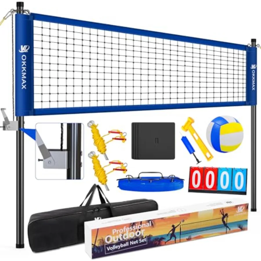 Portable Outdoor Volleyball Net Set with Adjustable Poles Anti-Sag Design in Blue for Backyard Beach Grass Includes Fixed Plate
Portable Outdoor Volleyball Net Set with Adjustable Poles Anti-Sag Design in Blue for Backyard Beach Grass Includes Fixed Plate