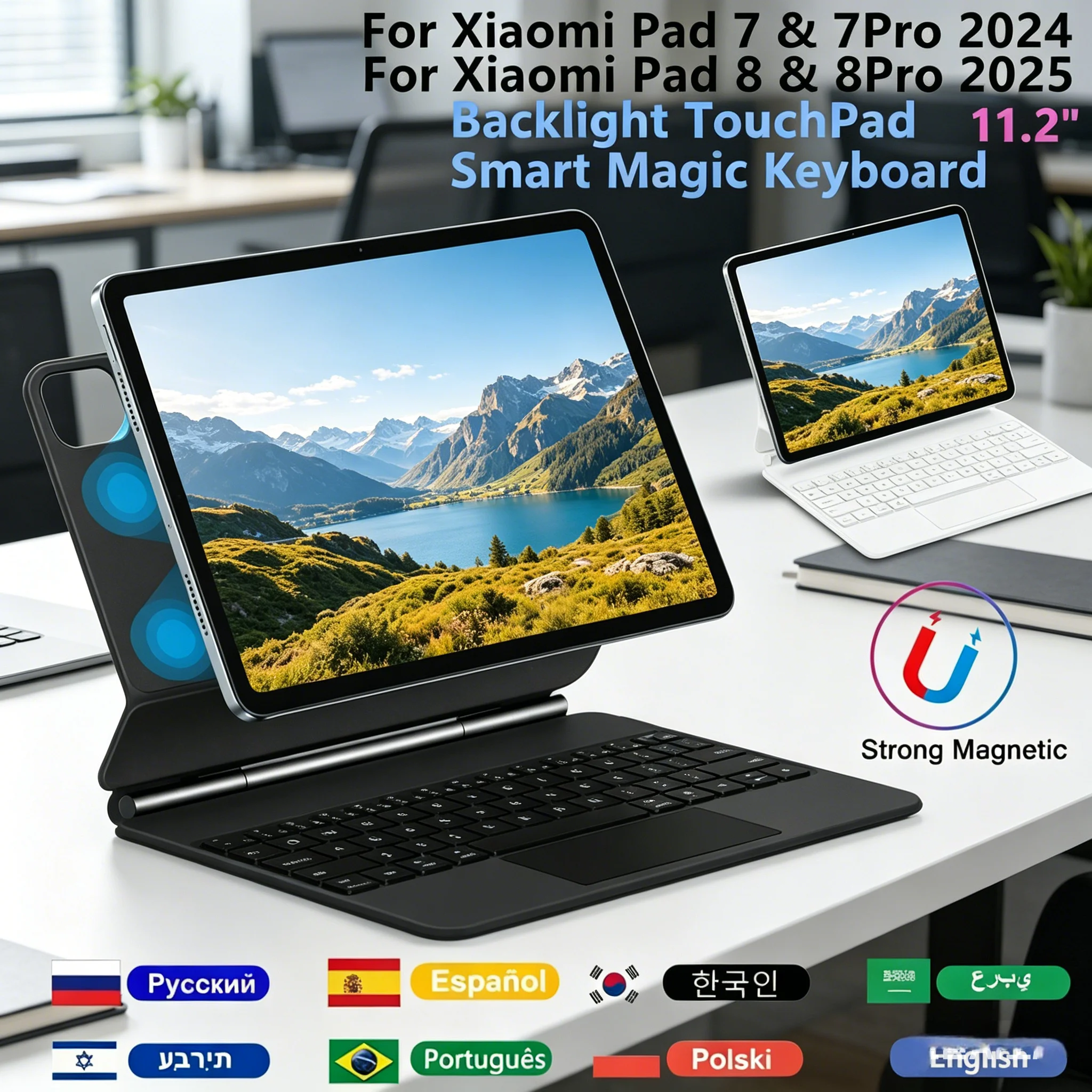 Wireless Bluetooth Smart Magic Keyboard Folio Case For Xiaomi Pad 7 Pad 7 Pro 11.2" 2024 Pad 8
Wireless Bluetooth Smart Magic Keyboard Folio Case For Xiaomi Pad 7 Pad 7 Pro 11.2" 2024 Pad 8
