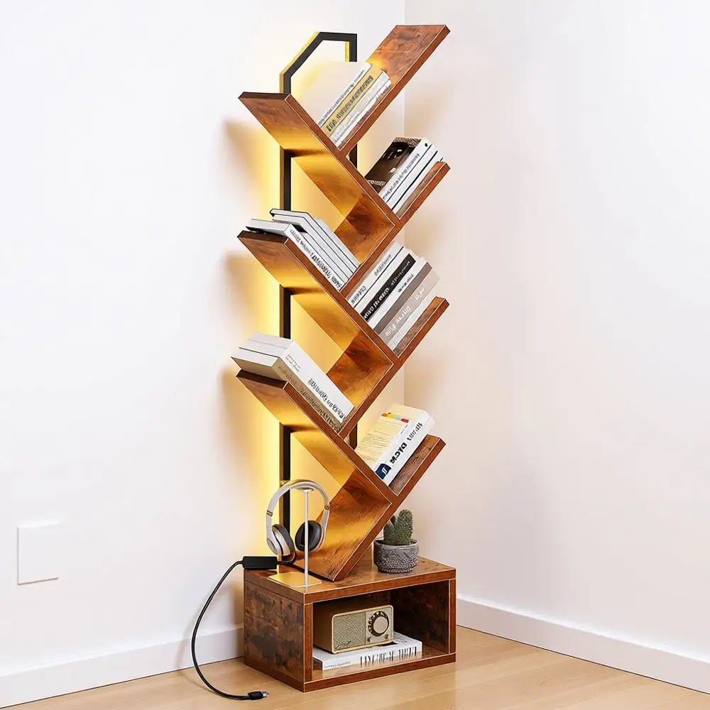 Tree Bookshel with LED Lights, 6-Tier Narrow Bookcase for Small Spaces, Tall Steel & Wood Storage Shel with Cabinet, Home Decor
Tree Bookshel with LED Lights, 6-Tier Narrow Bookcase for Small Spaces, Tall Steel & Wood Storage Shel with Cabinet, Home Decor