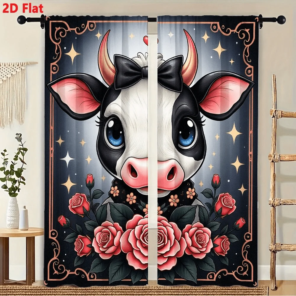 2Pcs Curtains Cow With Roses And Stars Window Drapes for Bedroom Room Decor Decoration Window Treatment.
2Pcs Curtains Cow With Roses And Stars Window Drapes for Bedroom Room Decor Decoration Window Treatment.