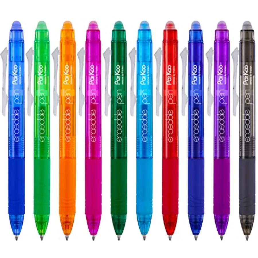 Retractable Erasable Gel Pens Clicker, Fine Point 0.7mm, Assorted Color Inks for Drawing Writing, 10-Pack
Retractable Erasable Gel Pens Clicker, Fine Point 0.7mm, Assorted Color Inks for Drawing Writing, 10-Pack
