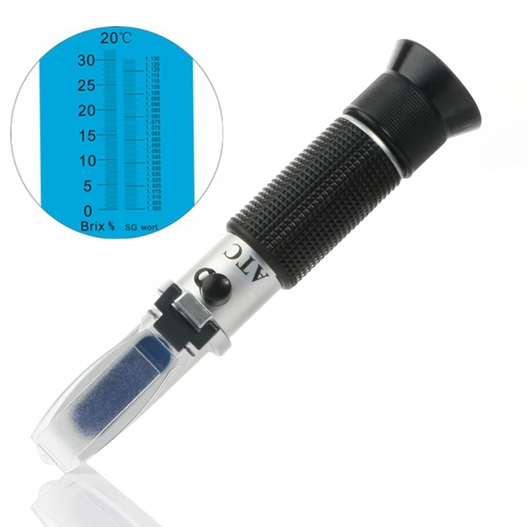 Brewing Wine ATC Refractometer Beer Wort Brix Sugar Alcohol Content 0~30% 1.000~1.130 SG Specific Gravity Hydrometer Tool
Brewing Wine ATC Refractometer Beer Wort Brix Sugar Alcohol Content 0~30% 1.000~1.130 SG Specific Gravity Hydrometer Tool
