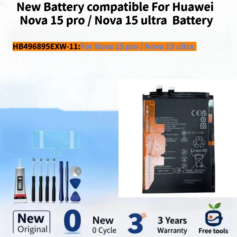 New Battery compatible For Huawei Nova 15 pro / Nova 15 ultra HB496895EXW-11 6500mAh Mobile Phone Batteries + Free Tools
New Battery compatible For Huawei Nova 15 pro / Nova 15 ultra HB496895EXW-11 6500mAh Mobile Phone Batteries + Free Tools